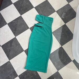 Showpo Turquoise Strapless Dress